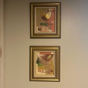 2 13x15 Vintage beautifully framed abstract geometric canvas paintings by Caprio